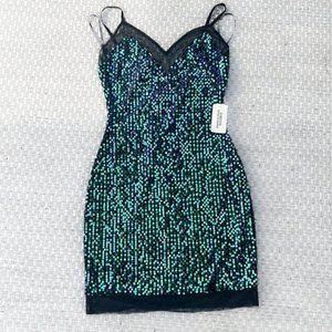 NWT Blue and Green Sequin Mini Dress